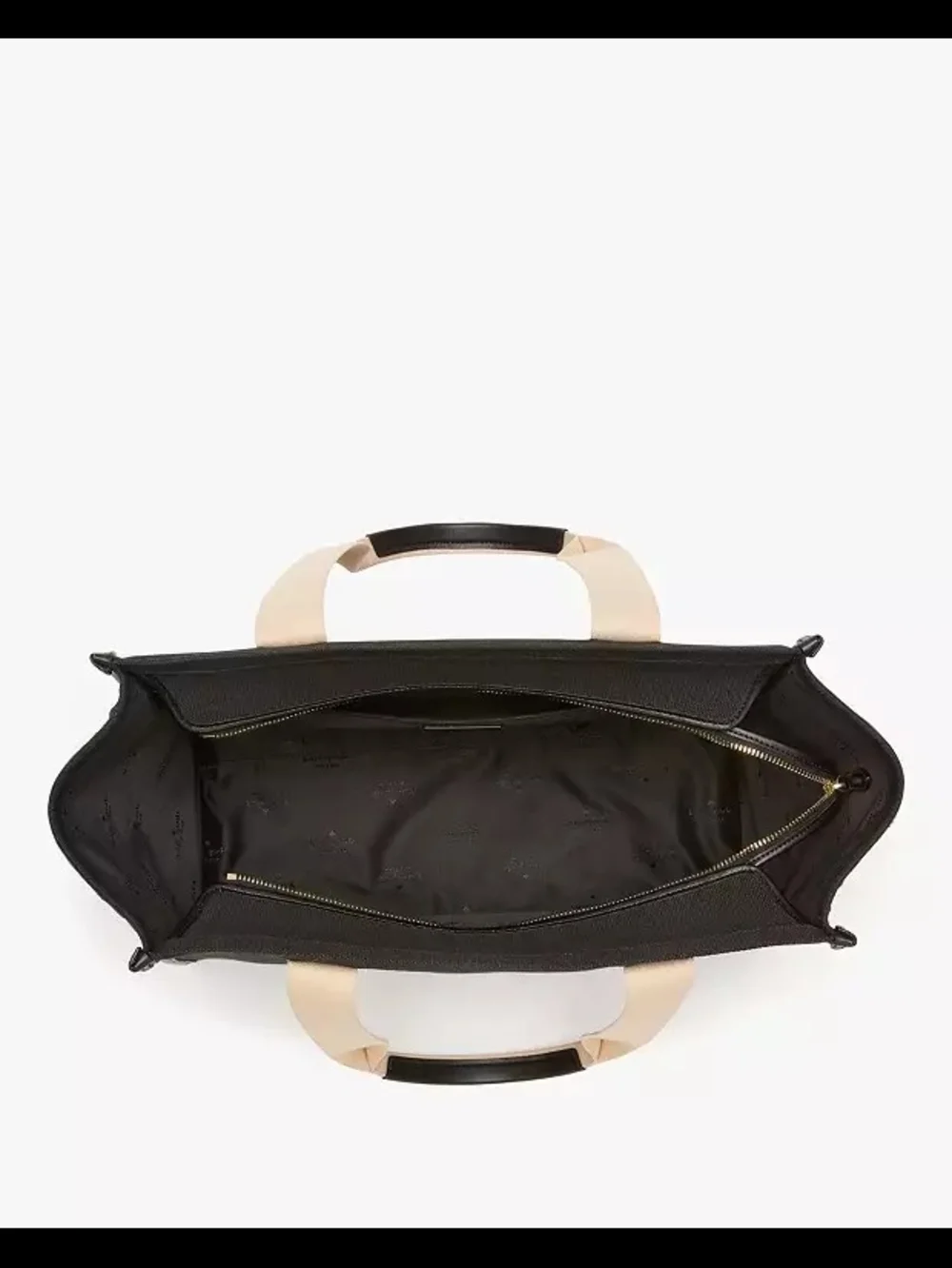 kate spade Black Canvas Tote with Cream Logo Straps